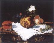 Brioche with flower and fruits, Edouard Manet